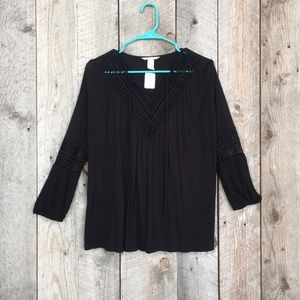 H&M Mama black boho crochet top S